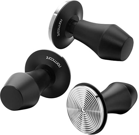 Normcore Kaffee Tamper 58.5mm - Druckregulierender - Barista Stempel mit 15lb / 25lb /30lbs Anpressdruck - Aluminiumgriff Matte (Tamper-Base Ripple, Durchmesser Ø 58,5mm)