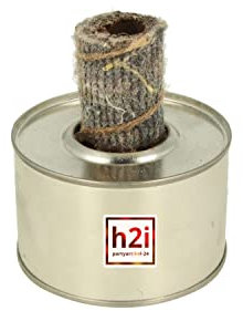 h2i - Casserole - Feu de fête extérieur - Boîte en métal remplie de paraffine avec mèche en toile cirée attachée - Taille : Ø 10 cm - Hauteur avec mèche 10 cm - environ 3 heures (2 pots de torches)