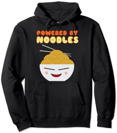 Powered By Noodles Spicy Cute Girls Bowl Ramen Pullover Hoodie