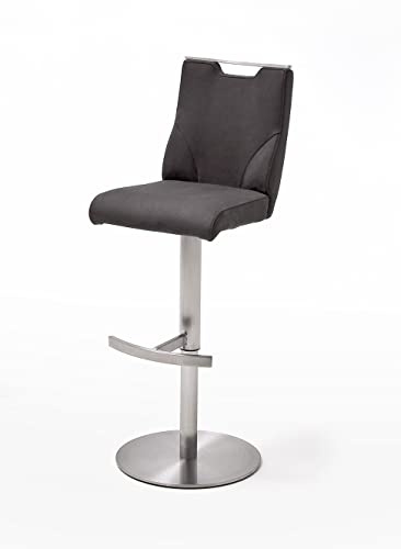 Robas Lund Barhocker Anthrazit Leder drehbar 360°, Barstuhl höhenverstellbar, Giulia C