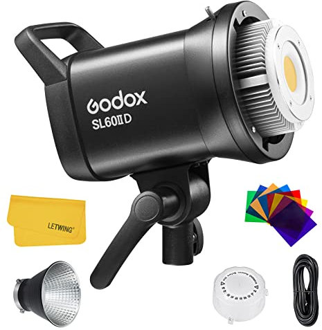 Godox SL60IID Lumière Vidéo LED, 70W Lumiere Photo Studio, CRI 96+, TLCL 97+, 8 FX Effects, Bluetooth Contrôle, Silent Mode, Bowens Mount Eclairage pour Photographie
