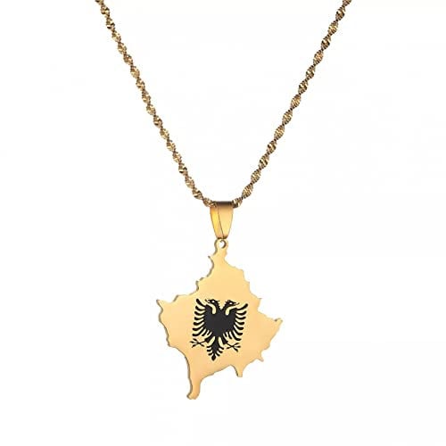 Halskette Anhänger Schmuck Kosovo Karte Albanien Adler Anhänger Halsketten für Männer Frauen Schmuck ethnische Geschenke Geburtstag die Party Geschenk