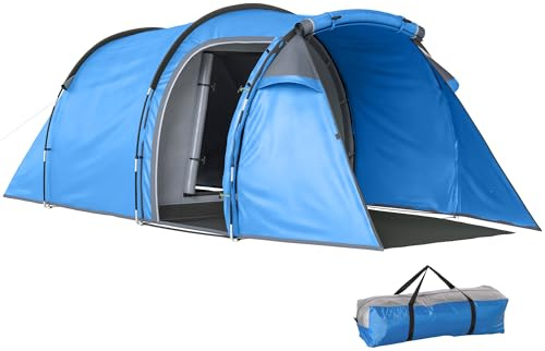 Outsunny 2 Man Tunnel Tent Sewn-in Groundsheet 426 x 206 x 154cm Sky Blue
