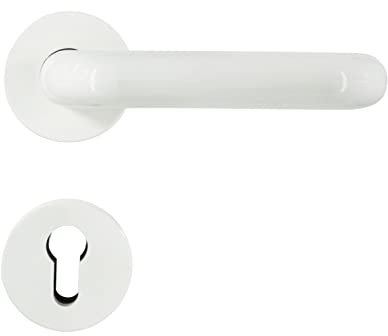 Buddy4Home house accessoires Türgriff ProfilzylinderTürgarnitur Türbeschlag U-Form Rosette Kunststoff Weiß Türdrücker Türklinke Drückergarnitur Türbeschläge Innentüren Set Türgriffe