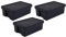 JMS we create smile (𝐒𝐞𝐭 𝐨𝐟 𝟑 36 Litre Black Bam 100% Recycled Super Strong Impact Resistant Black Re-Usable Storage Boxes With Lids
