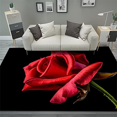 DJHWWD auslegeware Terassen Teppich Rechteckiger Teppich, roter schwarzer Teppich, Schlafzimmerteppich, tragbar spielteppich mädchen 60X90CM