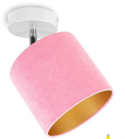 Light-Home Deckenbeleuchtung - Lampen Deckenlampen Milan Sammlung - Deckenlampe Industrial aus Metall und Stoff - Wandlampen 1-Flammig - Durchmesser 15cm - Rosa mit Weiß