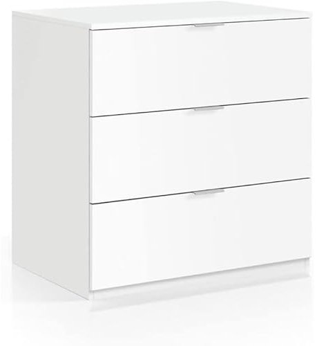 HOGAR24 ES Cómoda con 3 cajones, Color Blanco, Medidas: 80x77x38 cm