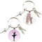 2 stücke Ballett Tänzerin Figur Silhouette Schlüsselbund Schlüsselbund Tasche Anhänger Auto Schlüssel Kette Charme Ballett Mädchen Schlüsselbund Geschenke