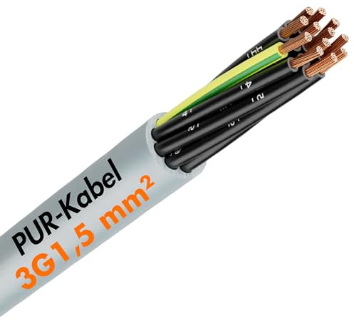 10 Meter Lapp 1312303 Ölflex Classic 400 P Steuerleitung 3x1,5 mm² grau mit grün-gelbem Schutzleiter I PUR Kabel UV-beständig I ozon-, hydrolyse- und witterungsbeständig I Steuerkabel 3 adrig