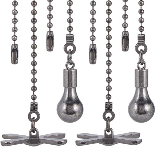 GORGECRAFT 4 Extensor de Cadena para Ventilador de Techo,Bombilla Decorativa Esmerilada Y Cadena Luz para Ventilador,Juego,Colgante Extensión Lámpara Y Bombilla,Color Negro