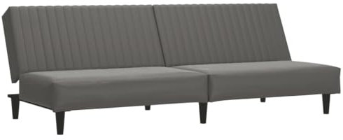 vidaXL Schlafsofa 2-Sitzer, Schlafcouch für Wohnzimmer Heimkino Büro, Gästebett mit Holzrahmen, Sofabett Tagesbett Couch Sofa Ausziehbar, Grau Kunstleder