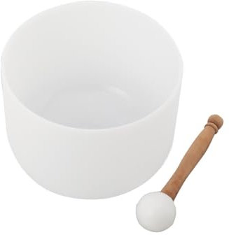 Sound Meditation Crystal Bowls G Chakra Crystal Singing Bowl Set Frosted Quartz White Bowl Sound Healing Bowl Instruments for Yoga Meditation with Suede Mallet