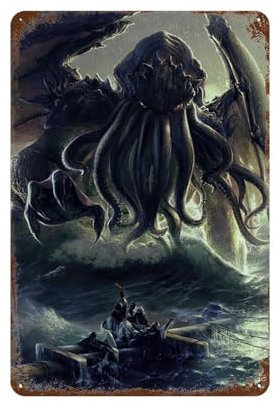 GIOEPWSWUI Cthulhu Poster, Wanddekoration, Kunst, Metallblechposter, moderne Heimdekoration, Kunst, Metallposter, Hausbar, Laden, Dekorationen, Vintage-Schild, Geschenk, 30 x 20 cm