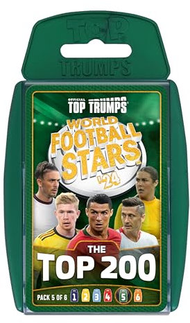 Top Trumps World Football Stars Top 200 Card Game Pack 5, Play with Ronaldo, Kevin De Bruyne, Putellas and Paredes, educational gift for ages 6 plus