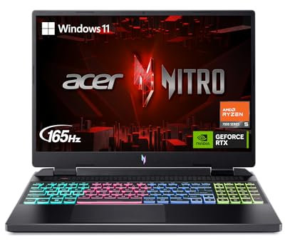 Acer Nitro 16 Laptop da gioco | CPU esagonale AMD Ryzen 5 7640HS | GPU NVIDIA GeForce RTX 4050 per laptop | Display WUXGA 165Hz IPS da 16 pollici | DDR5 da 8 GB | SSD Gen 4 da 512 GB |