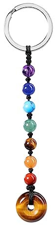 PiercingJak Schlüsselanhänger, Naturstein, Schlüsselanhänger, Chakra, Edelstein, Kreis, Ring, Ewigkeit des Lebens, Glücksbringer, Damen, Herren, Schmuck, Geschenk zum Geburtstag, Weihnachten,