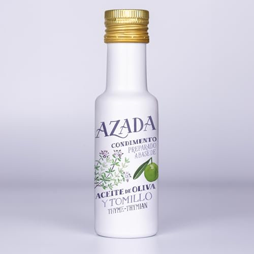 AZADA Aceite de Oliva Virgen Extra con Tomillo - Aceite aromatizado, Aceituna Arbequina 100% y Tomillo - Botella 100ml