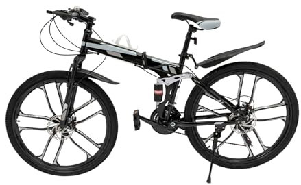 Queeucaer 26in 21-Gang faltbares Mountainbike, Mountainbike für Jugendliche Erwachsene, mechanische Scheibenbremse Mountainbike