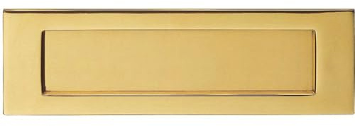 Inward Opening Letter Plate - 359mm x 113mm Polished Brass Plain Door Letterbox