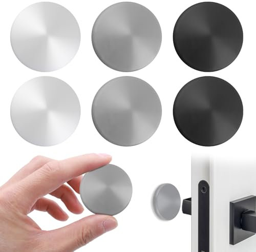 Thinp 6 Pcs Silicone Door Knob,Door Stoppers Wall Protector Wall Protector with Strong Self-Adhesive Backing Door Knob Guard Wall Shield Door Stoppers for Wall Home Office,Round(Black,White,Gray)