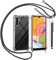 Funda con Cuerda para Samsung Galaxy A16 y Cristal Templado Protector de Pantalla,Transparente Suave Silicona Carcasa, Ajustable Cordon Collar Colgante Antigolpes Case, Negra