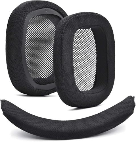 G533 Ersatz-Ohrpolster und Kopfband, kompatibel mit Logitech G533-Kopfhörern, atmungsaktives Netzgewebe, weiche Memory-Schaum-Ohrpolster, Ohrenschützer, Ohrmuscheln, Reparaturteile (schwarz)