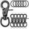 JIEYAO 6 Stück Karabinerhaken mit Drehgelenk,Zinklegierung Karabiner Hundeleine mit Schlüsselanhänger Robust Scherenkarabiner Wirbelkarabiner Schwarz Bolzenkarabiner für Hundeleine Schlüssel Gepäck