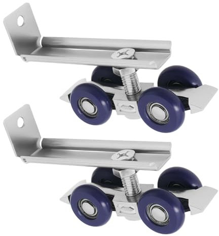 YINETTECH 2 Sets Pulley Sliding Door Kit Single Axle 4-Wheel Zinc Alloy Ailent Pulley for Wooden Sliding Door Hotel Ssliding Door Folding Door 7.5x2.2cm