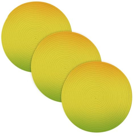 Set di 3 presine personalizzabili per piatti caldi, 38,1 cm, in filo di cotone intrecciato, per teiera, pentole, protegge il gradiente, giallo e verde