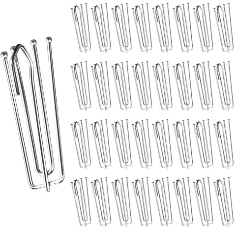 Gardinenhaken Metall,Vorhanghaken aus Edelstahl,4 Zinken Pinch Vorhang Falte Haken,Curtain Hooks,Vorhang Haken Metall zum Einhängen für Gardinen und Vorhangringe Schienen (60pcs, Silbrig)