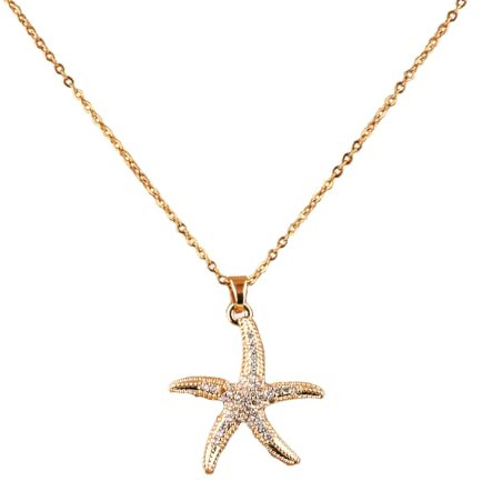 Mikovivi Collana con Stella Marina Oro, Collana con Ciondolo a Forma di Stella Marina in Oro Catena Pendente Acciaio Inossidabile Perfetto Regalo Estivo Ispirato al Mare per Donne
