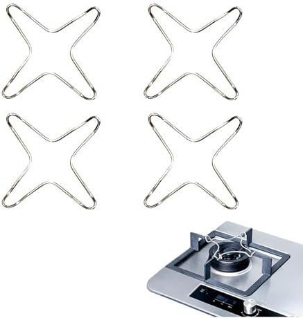 LIUYIDM Set of 4 Gas Stove Attachment Gas Cross Pot Holder Star Wok Ring Stainless Steel Reducing Star Gas Stove Attachment Grid Universal Attachment Ultralight 10 cm for Gas Cooker Coffee Maker Oven