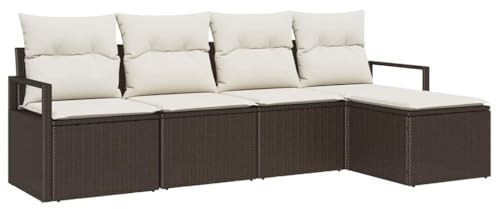vidaXL 5-teiliges Garten-Sofaset mit Kissen, modulares Design, braun und weiß, perfekt für draußen, langlebig und bequem, ideal für Terrassen, Balkone und Sommerlounges.