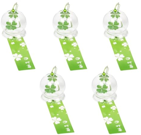 Sxmrmnx Glass Japanese Wind Chimes Room Decoration Home Doorbell Wall Hangings Outdoor Decoration Four Leaf