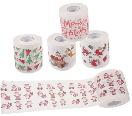Holibanna Servietten Weihnachten 5 Rollen Papierhandtücher Mit Flexiblem Staubabweisendem Material Doppelt Verstärkt Für Hautkomfort Geeignet Für Weihnachtsfeier Und Festliche Anlässe