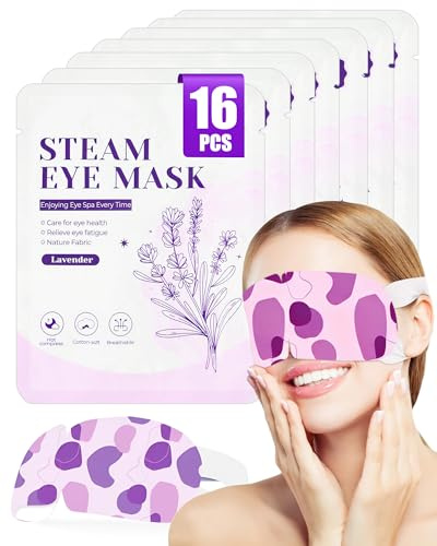 lulir Steam Eye Mask 16 Packs,Lavender Self Heating Eye Mask | Disposable Heated Sleep Eye Mask Dark Circles, Puffy Eyes, Puffiness, Relief Stress Eye Fatigue, Migraine