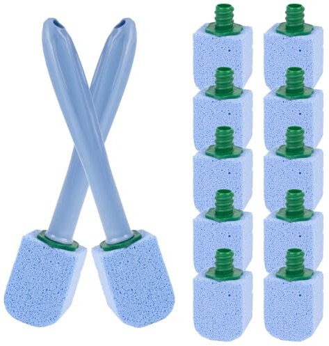 10 Stück Bimsstein Toilette, 2 Griffe und 10 Reinigungssteine, Effektiver WC Reinigungsstein gegen Hartnäckigen Kalk und Urinstein, Für Bad und Küche - Blau