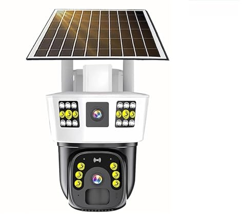 Telecamera di sicurezza, Telecamera IP solare for esterni con batteria integrata, monitor PTZ da 4 MP e 6 K, rilevamento umano tramite PIR, luce di allarme, telecamera videosorveglianza(4MP 2K)