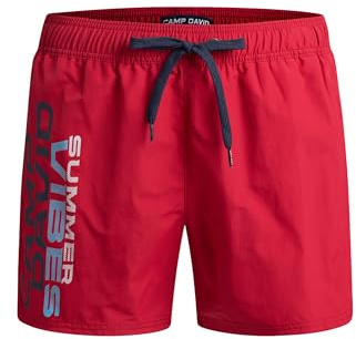 Camp David Herren Badehose mit Logo Print Flight Red, XL