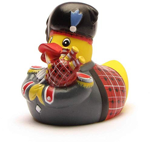 DUCKSHOP I Badeente Scottish Piper I Quietscheente Dudelsackspieler I Quietscheentchen Schottland I L: 11 cm I Geschenk für Dudelsackspieler I Präsent Sammler