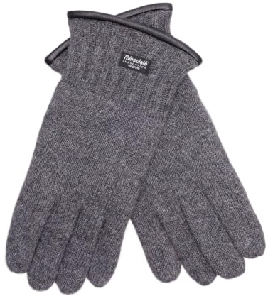 EEM Fashion Herren Strickhandschuhe, weiche Wolle oder Baumwolle je nach Farbe, Thinsulate Thermofutter, Saum mit Paspelierung