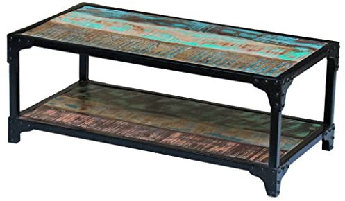 vidaXL Table Basse de Salon en Bois de récupération Massif Meuble de Rangement