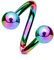 viva-adorno® Lippenpiercing Chirurgenstahl Labret Spirale Twister Doppelkugel Z400, Regenbogen 1,2x10x4mm