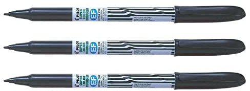 PILOT SCAN EF Permanent Marker Pens Extra Fine Fibre Tip Pack of 3 Blackaa