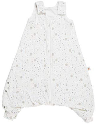 Ergobaby Baby-Schlafsack Silver Moons, Schlafsack Ganzjährig mit Füßen und Gurtschlitz, 6-18 Monate 0.5 TOG, Atmungsaktive Baumwolle