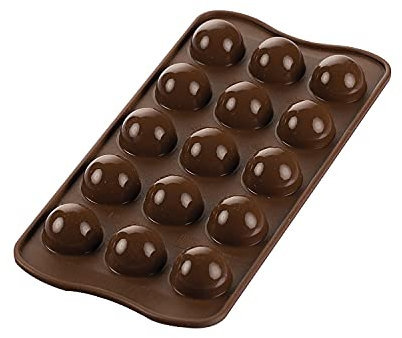 silikomart | SCG50 Silikonform für TARTUFINO Pralinen, antihaftbeschichtet, 15 Tartufini, Packung mit 1 Form für Süßigkeiten, Easy Choc 3D, Ø 25 h 22 mm, Made in Italy