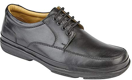 Roamers Mens Leather Wide Fit 4 Eye Deluxe Casual Shoes (10 UK) (Black)