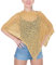 Mimosa Damen Schlichtes Stretch-Fischnetz häkeln Fledermaus Kleiner Poncho im Popcorn-Stil Stricken (One Size, Mustard)