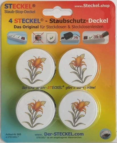Steckel Deko DS-111 dekorative Steckdosen Abdeckung Staubschutz Deckel Steckdosendeckel Abdeckung für saubere Schuko-Steckdosen Leisten Mehrfachsteckdosen Spritzschutz Design (Lilie)